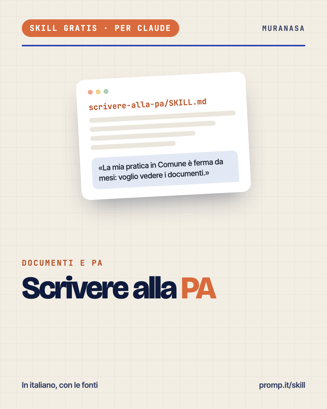 Scrivere alla PA, la skill gratis per Claude